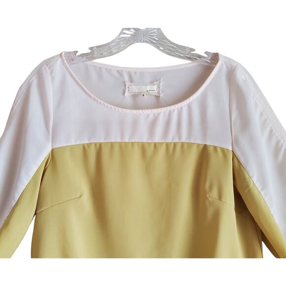 A’reve Women's S Top Chartruese Beige Drawstring Waist Lightweight Bust 36" - Picture 2 of 8